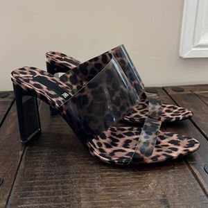 Zara Block Heel Vinyl Slip On Heels